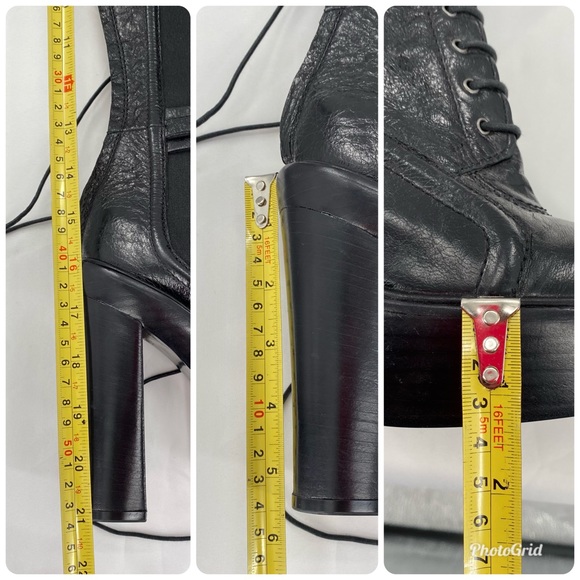 GIVENCHY | Black Leather Lace up Knee High Boots - Picture 12 of 16